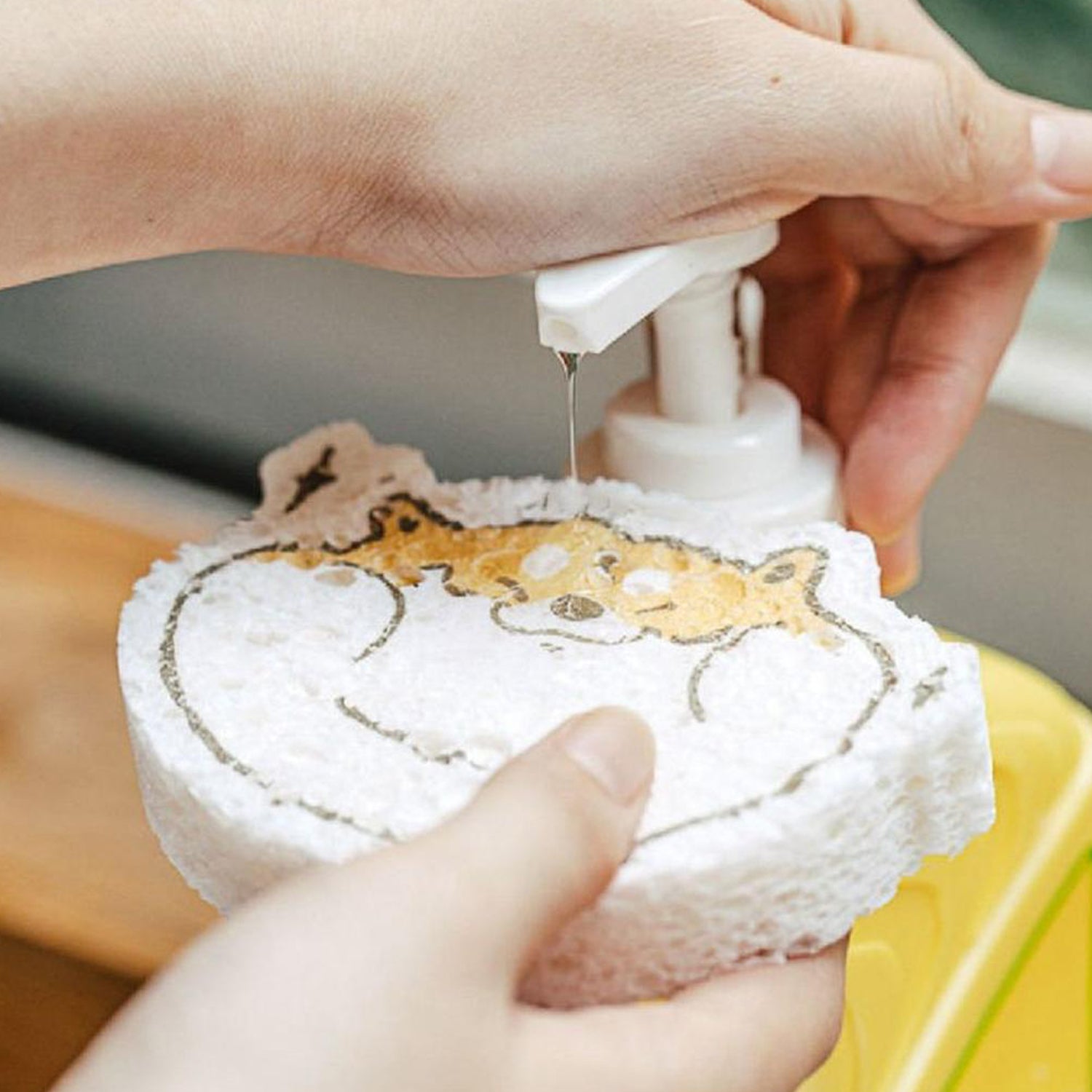6428a Compressed Wood Pulp Sponge. Creative Cartoon Design Scouring Pad Dishwashing Absorbing Pad. Kitchen Cleaning Tool. 6428a Compressed Wood Pulp Sponge. Creative Cartoon Design Scouring Pad Dishwashing Absorbing Pad. Kitchen Cleaning Tool.